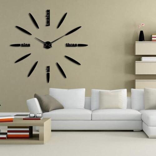 Frameless DIY Large Wall Clock 3D Mirror Clock Watch Mute Wall Stickers for Living Room Bedroom Home Decorations Big Time Clock