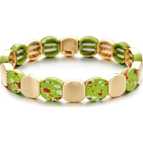 Boho Speckled Graffiti Bracelet Handmade Friendship Braided Stackable Enamel Tile Bracelet Fashion Women Cuff Bangles New