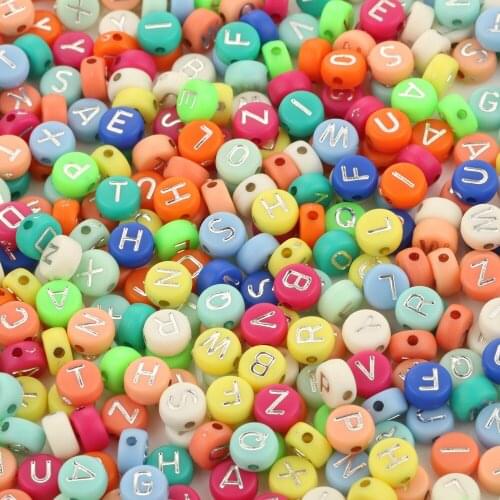4x7mm Mixed Letter Acrylic Beads Round Flat Alphabet Spacer Beads For Needlework Jewelry Making Handmade Diy Bracelets Necklaces