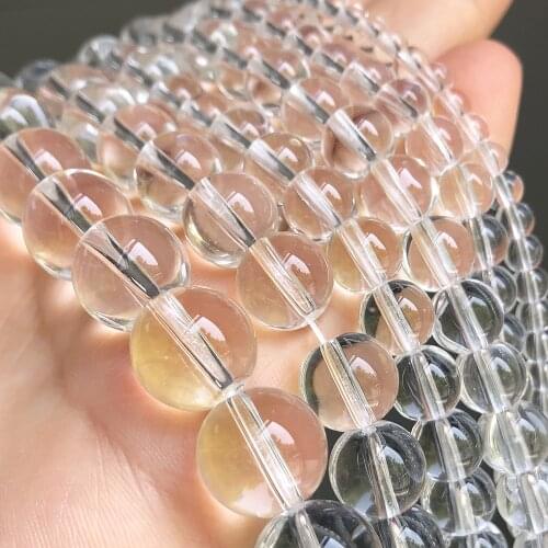 Natural Stone Smooth Clear Crystal Glass Beads Round Loose Spacer Beads For Jewelry Making 4/6/8/10/12mm DIY Earing Bracelets