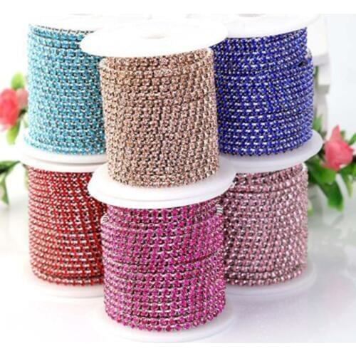 10Meter Crystal Rhinestone Chain Silver Base SS6-SS12 Sew On Gule on Rhinestone Trim Cup Chain DIY Beauty Accessories