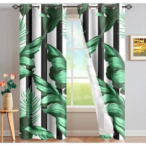 DARMIAN Hawaiian Style Palm Tree Leaves Design Curtains for Living Room Blackout Grommet Machine Washable Window Dressing Drape