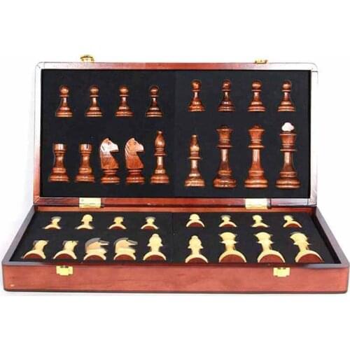 Wooden Chess Set Luxury Portable Chessboard Adult Kids Puzzle Travel Board Games Parent Children Interaction Toys