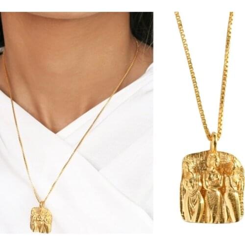 European and American portrait necklaces retro European and American pendant necklaces new brass ornaments character ornaments