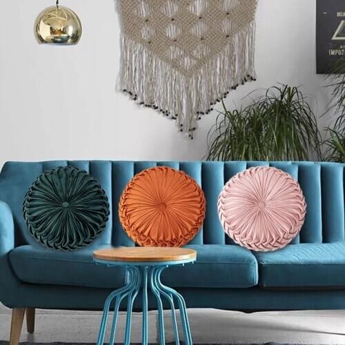 European Style Round Seat Cushion Back Cushion As Sofa Pillow Bed Pillow Velvet Fabric Pumpkin Seat Cushion