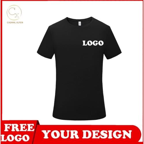 T-shirt top 13 colors custom logo short sleeve high-end icy cotton round neck printing DIY brand text