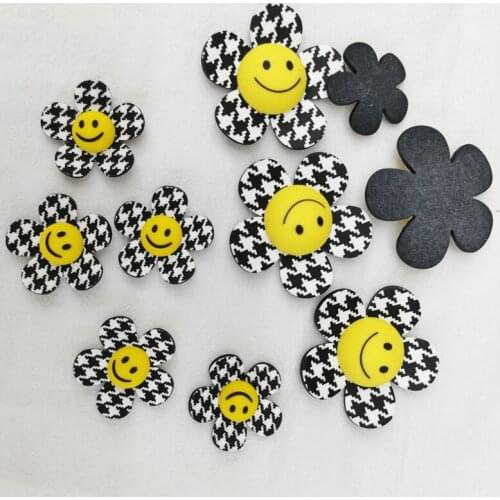 50pieces 25mm-55mm korea diy smile face sunflower beads hairpin part.smiley for woman head shose jewelry making accessories 2021