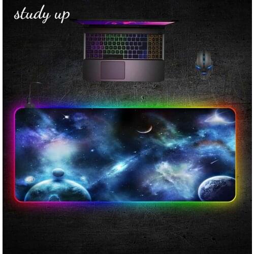 Large XXL 90x40cm RGB Mousepad Gaming Mouse Pad Space Night Desk Mat Computer Mouse Pad Gamer Mouspad LED Backlight Keyboard Mat