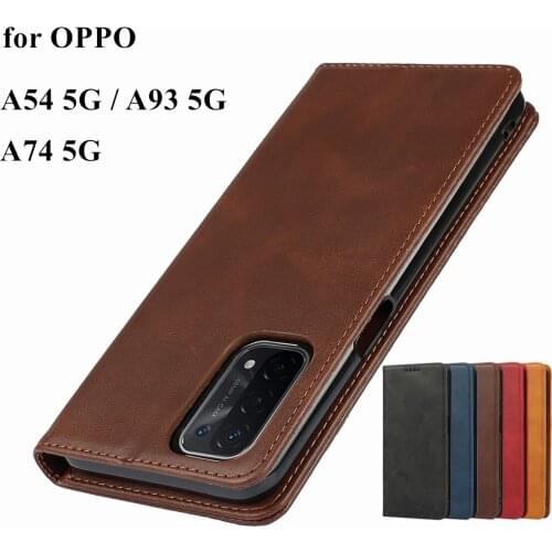 Leather case for OPPO A54 5G / A93 5G / A74 5G Flip case card holder Holster Magnetic attraction Cover Case Wallet Case