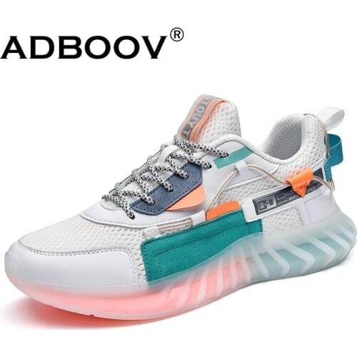 ADBOOV Mesh Sneakers Men Colorful Sole New Spring Fashion Breathable Running Shoes Knit Sock Sport Shoes