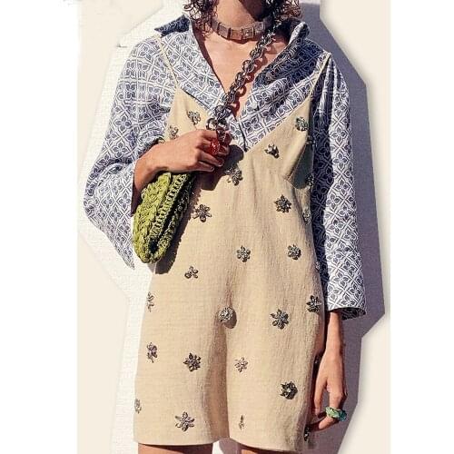 ZA summer new light luxury womens clothing hand-embellished short skirt straight casual rhinestone suspender skirt