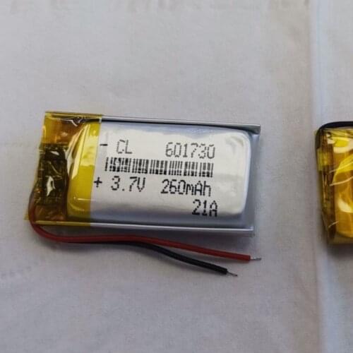 3.7 V 601730 601730P 260mAh polymer lithium battery with protection board , used for bluetooth MP3,MP4