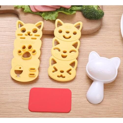 Cute Kitten Sushi Press Molds Maker Rice Ball Mold Diy Non-stick Mold Round Bento Molds Sushi Tool Sushi Making Kit