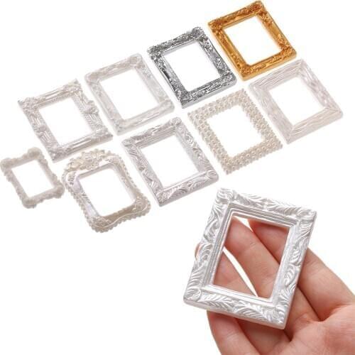 2Pcs 1/12 Mini Resin Photo Frame Dollhouse Miniature Accessories Simulation Furniture Model Toy For Children Doll House Decor
