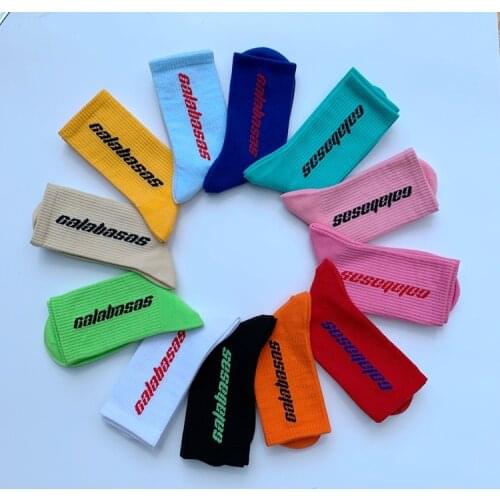 Fashion Men Cotton Socks Women Streetwear Kanye West Ins Crew Socks Hip Hop Letter Calabasas Socks Long Skateboard Sock