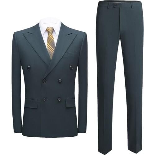 Mens Suit Double Breasted Fit Two Piece Suit Business Wedding Party Jacket Vest and Pants Carnival Boda Ropa Formal