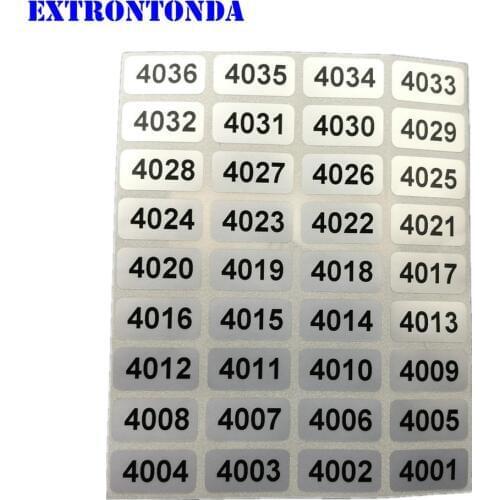 1000pcs Consecutive Number Labels From 4001 to 5000 Inventory Stickers Waterproof 20x10mm Small Size
