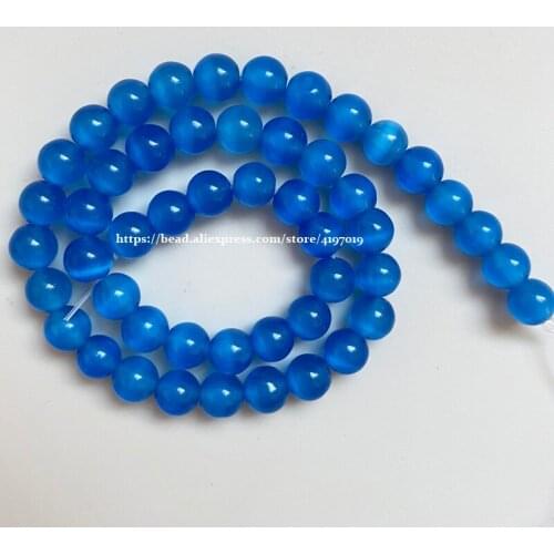 Natural Moon Stone Blue Cat Eye 15" Round Loose Beads 4 6 8 10 12mm Pick Size For Jewelry Making DIY
