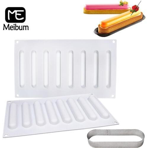 Meibum 8 Cavity Oval Cake Silicone Mould Tart Ring Combination Mold Pastry Bakeware Mousse Dessert Decorating Tray Baking Tools