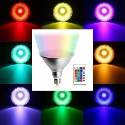 Dimmable RGB PAR38 Par Light E27 25W LED Spotlight Bulb Floodlight Lamp Remote Control Multicolor Home Shop Decoration 110V 220V