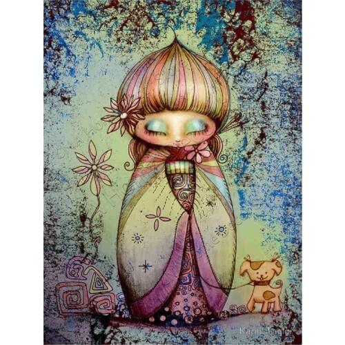 RM00025 5d diy diamond embroidery Flower girl needlework cross stitch set full square diamond flower diy diamond painting