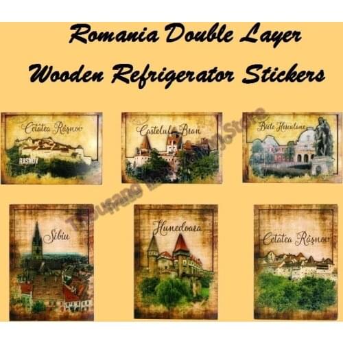 Romania Double Layer Wooden Surface Fridge Pasters Retro Souvenir Present Home Decoration Refrigerator Stickers Soft Magnetic