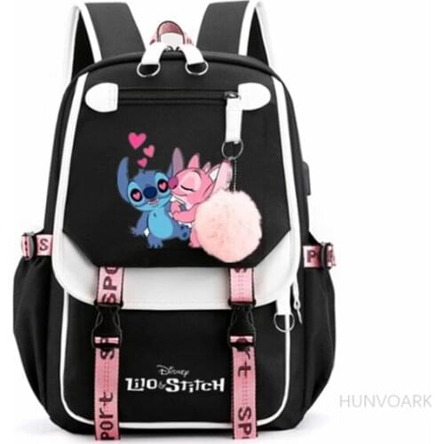 Disney Stitch Backpack Multi Function Capacity School Bags For Teenagers Organizer with Changing Women Cartoon Stitch Mochilas