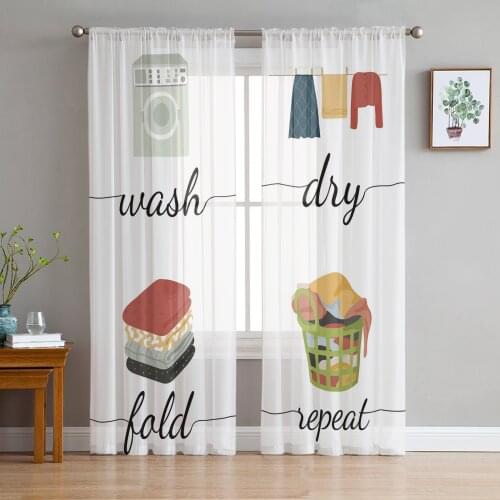 Laundry Room Washing Machine Clothes Tulle in Sheer Curtains for Living Room Bedroom Kitchen Window Treatment Chiffon Curtain