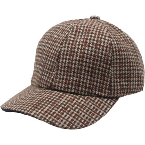 Countryside Vintage Tweed Dad Hat Houndstooth Brown Baseball Hat for Men