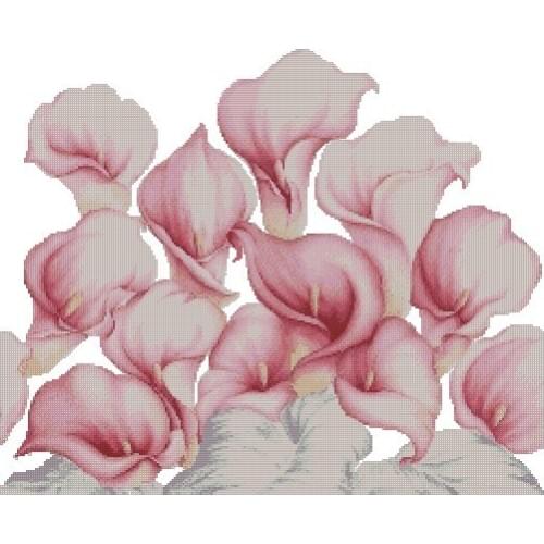 High Quality Lovely Counted Cross Stitch Kit Pink Calla Lilies Lily Flower Bouquet