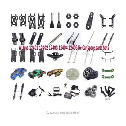WLtoys 12401 12402 12403 12404 12409 Rc Car spare parts car shell tire bumper shock absorber swing arm bearing screws etc. set2
