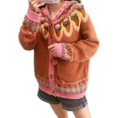 2021 Oversize Sweaters Womens Cardigans Hooded Sweaters Spring Warm Embroidery Sweater Women Cute Cardigans Women Tops Winter