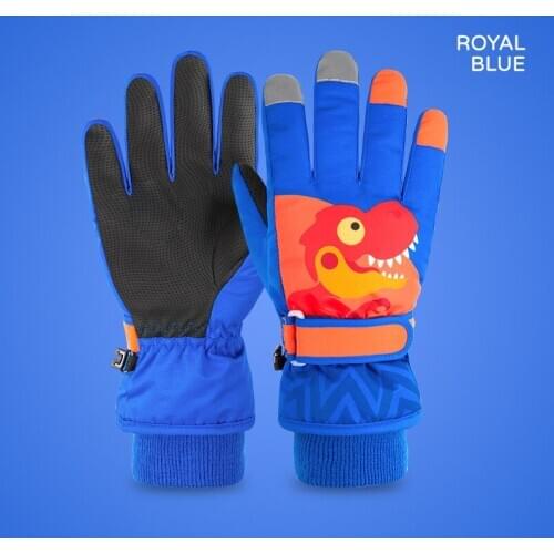 1pair Childrens Ski Gloves Boys Winter Velvet Thick Warm Waterproof Cute Cartoon Students Riding Bicycles Gloves Outdoor