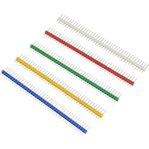 10PCS 3A Pin Connector Male 2.54mm Pitch Pin Header Strip Single Row 40 pin Connector Kit for PCB board 40Pin 1x40P Breakable