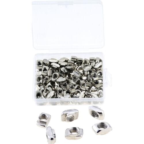 100PCS/Box M5 For 20 Series Slot T-nut Sliding T Nut Hammer Drop In Nut Fasten Connector 2020 Aluminum Extrusion