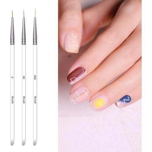 3Pcs/set Gel Nail Art Line Painting Brushes Crystal Acrylic Thin Liner Drawing Pen Nail Art Manicure Tools Set