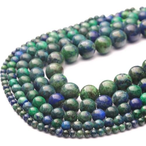 38CM 4-12mm 32-89Pcs Natural Phoenix Lapis Lazuli Loose Round Stone Beads for Jewelry Making DIY Bracelet Necklace Accessories