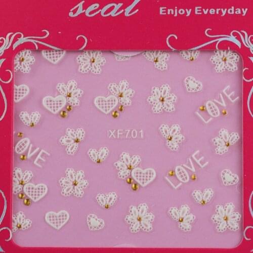 Art lalic 1 Sheet 7.5*10.5cm European Style Carved 3D Nail Stickers Stereo Transfer Decal 24 Types Adhesive Nail Art Decorations