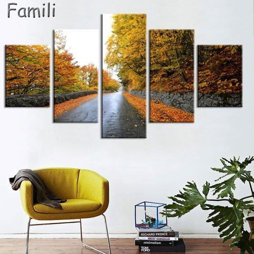 5 Pieces/set Highway sunset HD Wall Art Print on Canvas for Home Decoration Wall Art Picture for Living Room