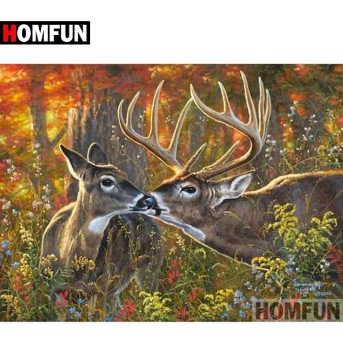 HOMFUN Full Square/Round Drill 5D DIY Diamond Painting "Forest deer" Embroidery Cross Stitch 5D Home Decor Gift A08795