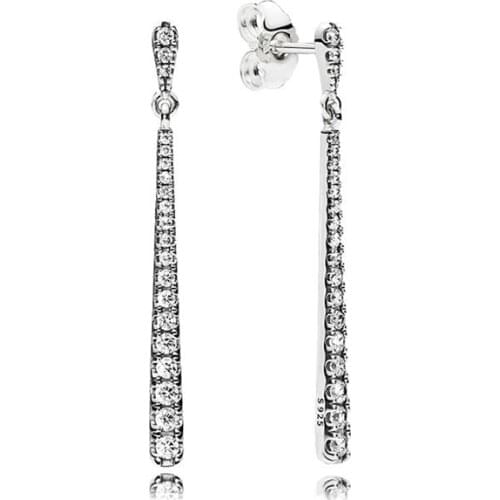 BaoFu New 925 Sterling Silver Ear Studs Charm Long Column Crystal Earrings Ladies Gift High Jewelry