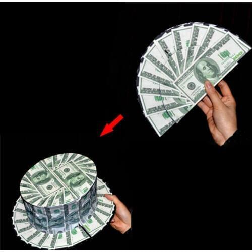 Bill Becomes A Top Hat (US Dollar Pattern) Magic Tricks Bill Fan To Bill Top Hat Stage Magic Props Accessory Gimmick Props