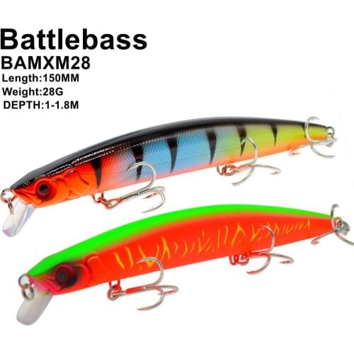 BATTLEBASS 150mm Minnow Big Lure 28g Sea Fishing Bait Wobblers Plastic Lures Saltwater Swimbait Fishing Tackle BAMXM28