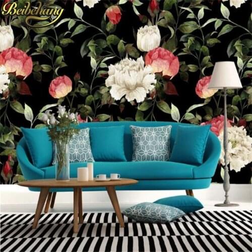 Beibehang custom black and white Flowers Large mural wallpaper bedroom living room TV background 3d photo wallpaper bedroom