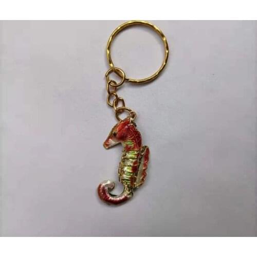5pcs Vivid Swing Enamel Seahorse Keychain Keyring Cloisonne Cute Luxury Key Chains for Women Girls Ladies Wholesale