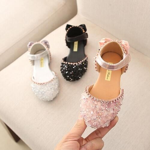 Kids Rhinestones Crystal Sandals For Little Girls Summer Flower Children Baby Bowknot Princess Wedding Dance Shoes Sandals New