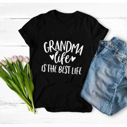 Grandma Life Is The Best Life T-Shirt Best Life Graphic Tee Grandma To Be Gift Grunge Vintage Shirt Stylish Vintage Clothing Top