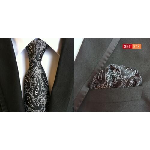 Tie 8cm Men Unique Ties Set Classic Paisley Tie with High Quality Handkerchief