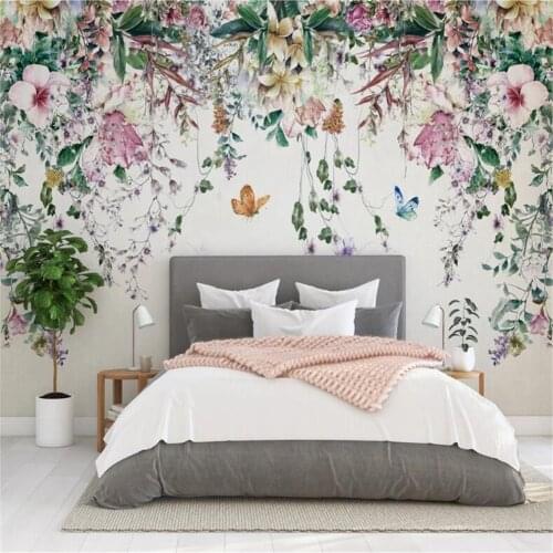 Milofi custom personality photo mural wallpaper Nordic modern fresh watercolor vine flower background wall paper mural