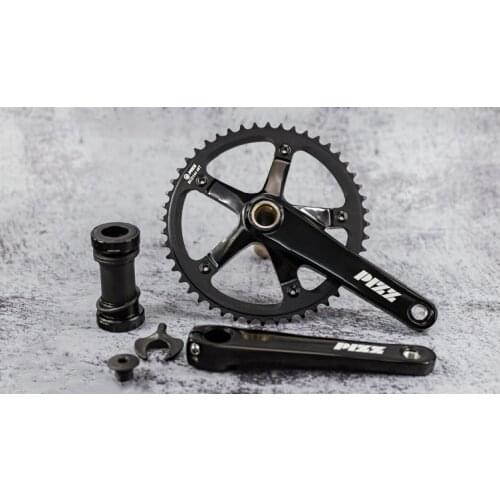 Pizz Hollow Alumniun Alloy Crankset Fixed Gear Crank 48T 165mm BCD144 Single Speed TRACK FIXIE 48/49/51T BLACK Crankset